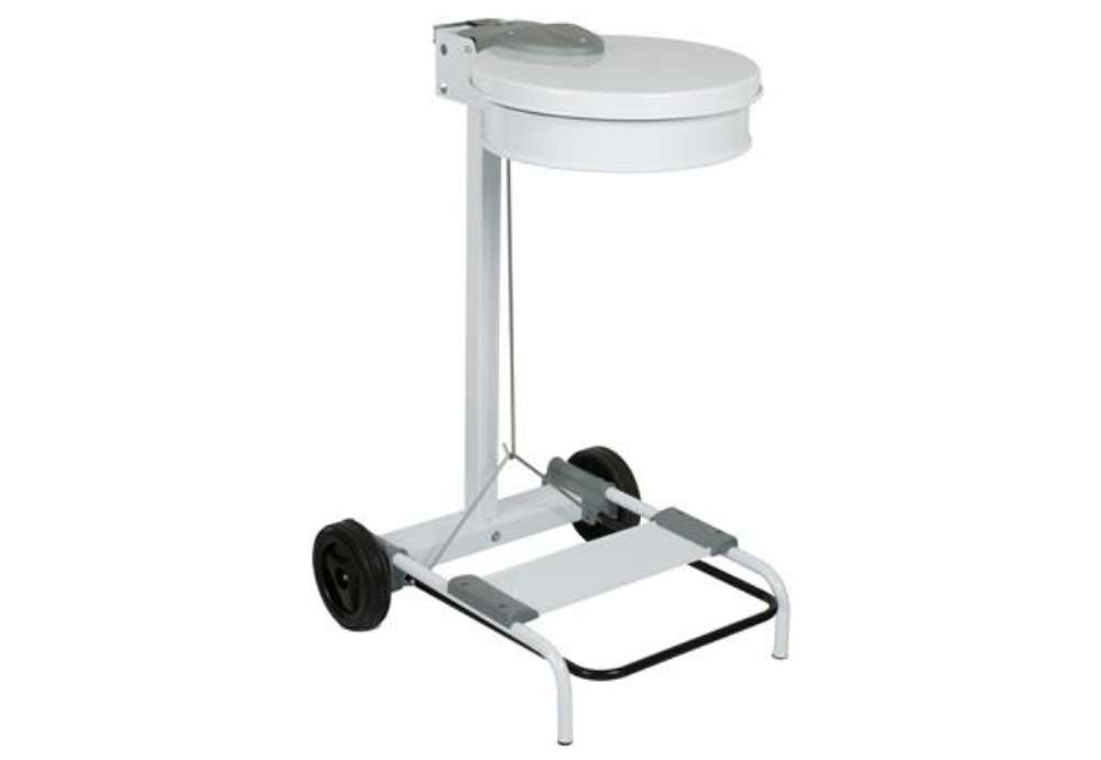 Immagine di Carrello portasacco - 54,6x60xH94cm - con ruote - 110L - acciaio - bianco - Stilcasa