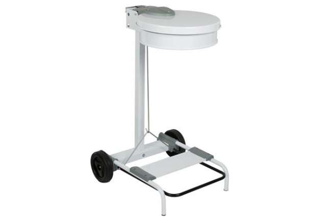 Immagine di Carrello portasacco - 54,6x60xH94cm - con ruote - 110L - acciaio - bianco - Stilcasa