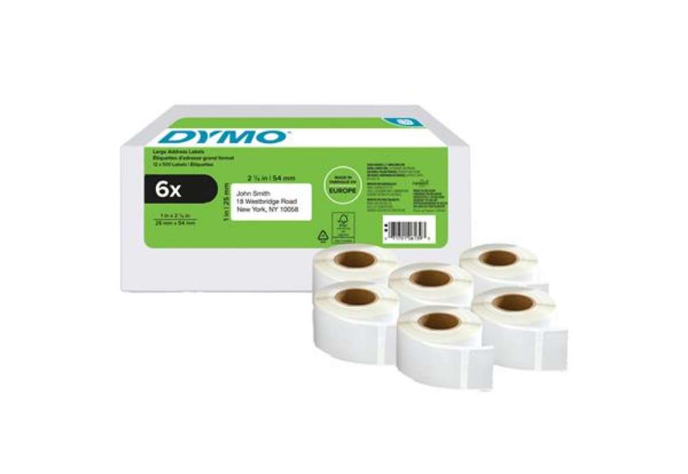 Immagine di Rotolo 140 etichette LW 2177564 - 25 x 54 mm - carta - removibile - bianco - Dymo - value pack 6 pez