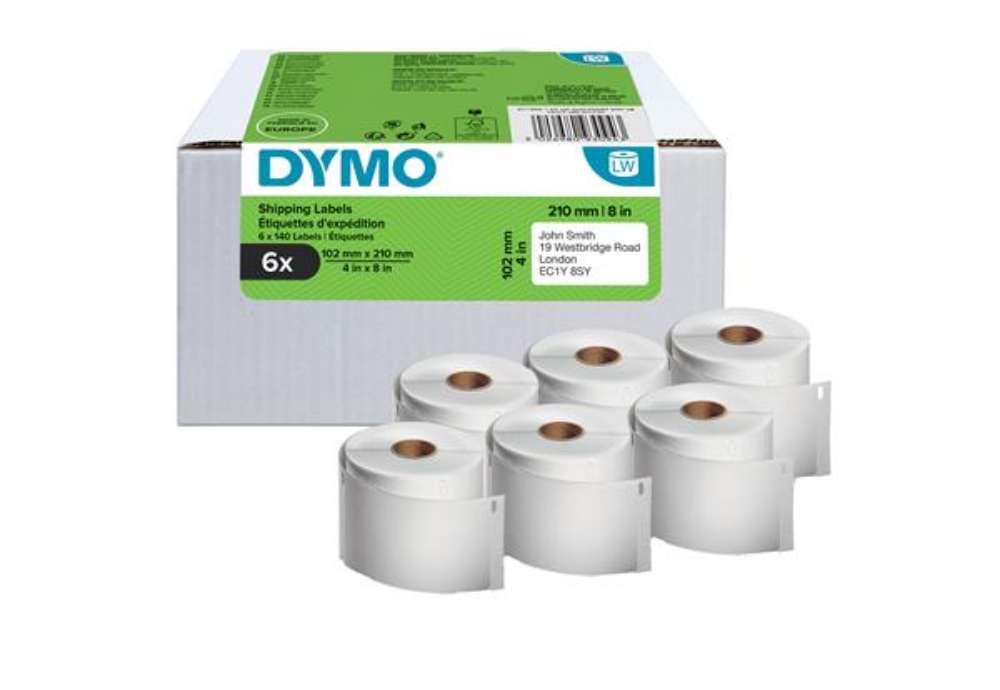 Immagine di Rotolo 140 etichette LW 2177565 - 102 mm x 210 mm - carta - solo per LW5XL - Dymo - conf. 6 rotoli