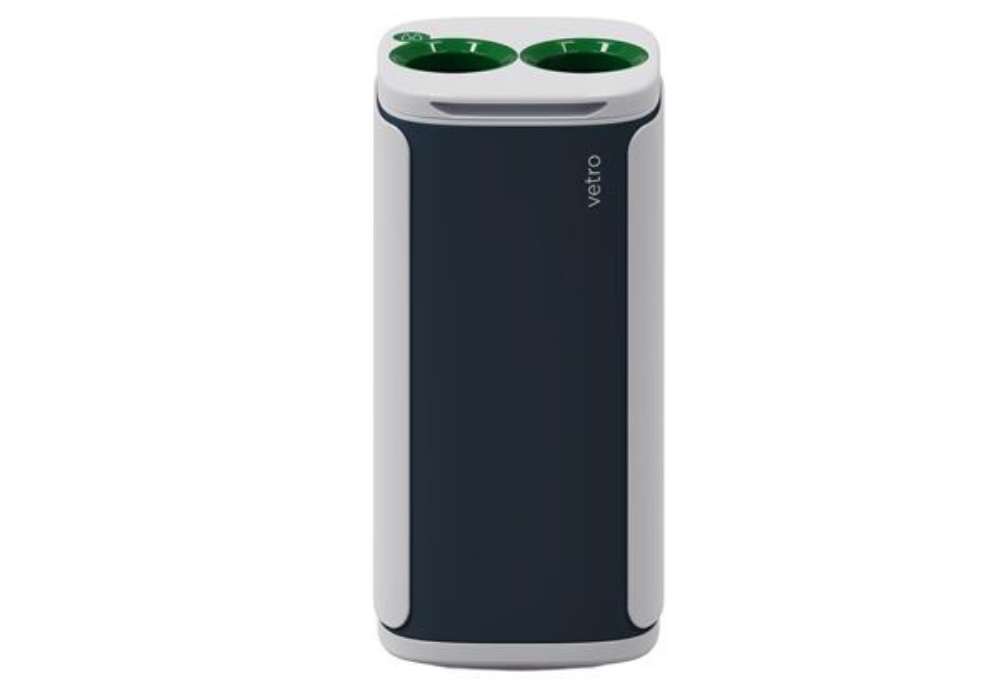 Immagine di Cestino gettacarte Wastee - per raccolta differenziata - 60 L - Verde/vetro - Kobra