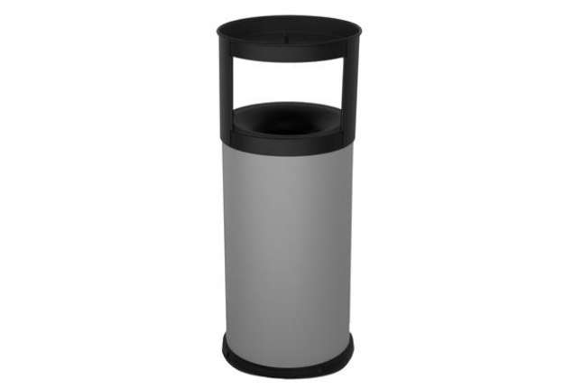 Immagine di Gettacarte autoestinguente con posacenere - 40 L - diametro 31 cm - H 80 cm - acciaio - grigio - Sti