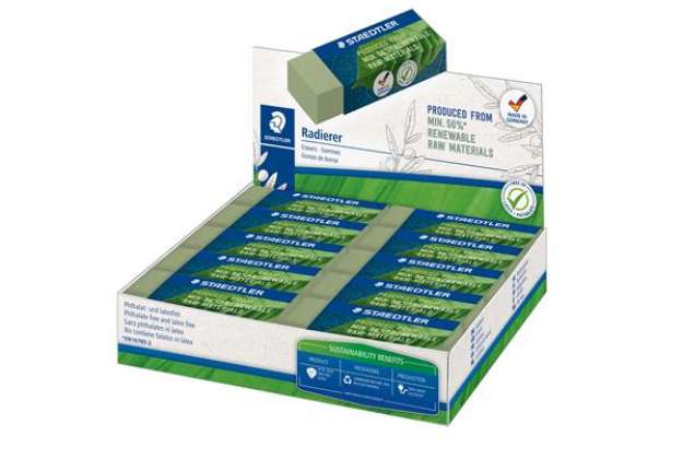 Immagine di Gomma Eco 526 - 65 x 23 x 13 mm - per matita - verde - Staedtler - conf. 20 pezzi