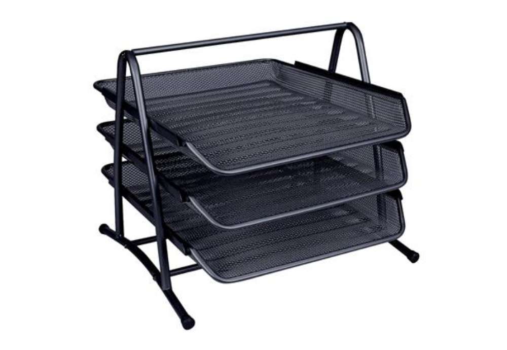 Immagine di Set 3 Vaschette portadocumenti Q-Connect 27,8x27,5x35 cm nero KF00823