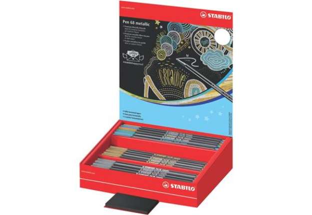Immagine di Espositore 60 pennarelli Stabilo Pen 68 tratto 1 mm metallic - colori assortiti - 68/60-8-4