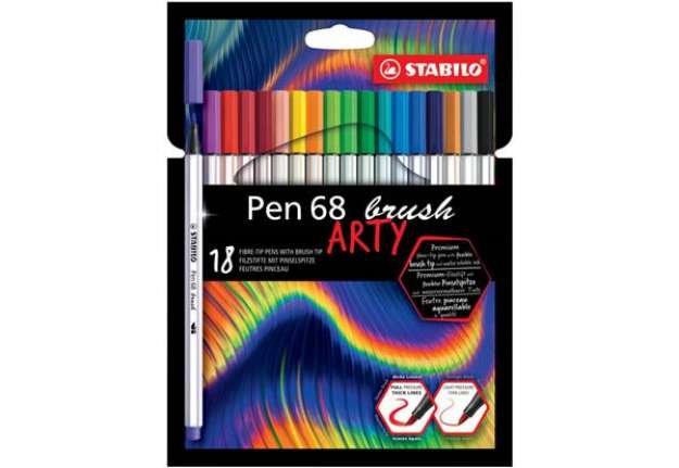 Immagine di Pennarello Stabilo Arty Line Pen 68 brush punta a pennello in conf. 18 colori assortiti - 568/18-21-