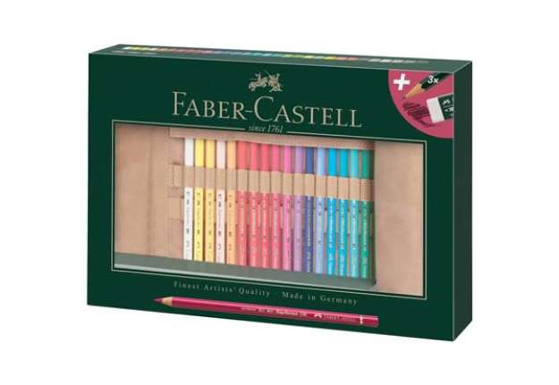 Immagine di Matite colorate permanenti Faber Castell Polychromos mina 3,8 mm rollset colori assortiti - conf. 30