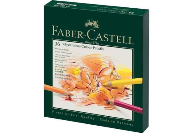 Immagine di Matite colorate permanenti Faber Castell Polychromos mina 3,8 mm box similpelle assortiti conf. 36 p