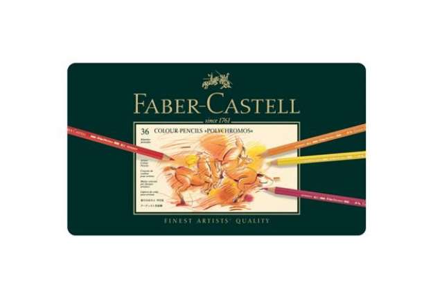 Immagine di Matite colorate permanenti Faber Castell Polychromos mina 3,8 mm box metallo - colori assortiti conf