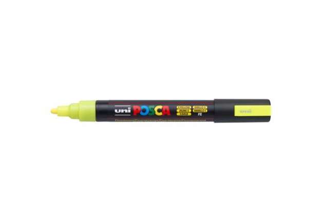 Immagine di Marcatore a tempera Posca Uni-Ball punta tonda 1,8-2,5 mm giallo fluo M PC5M GF