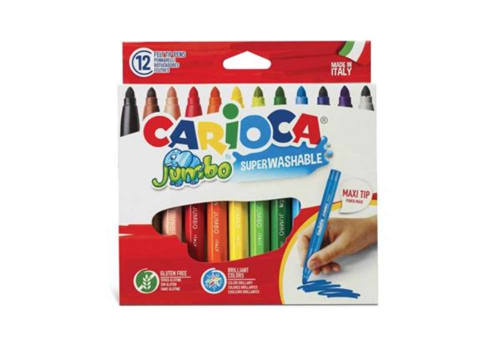 Immagine di Pennarelli superlavabili Carioca Jumbo - conf. da 12 colori assortiti - 40569