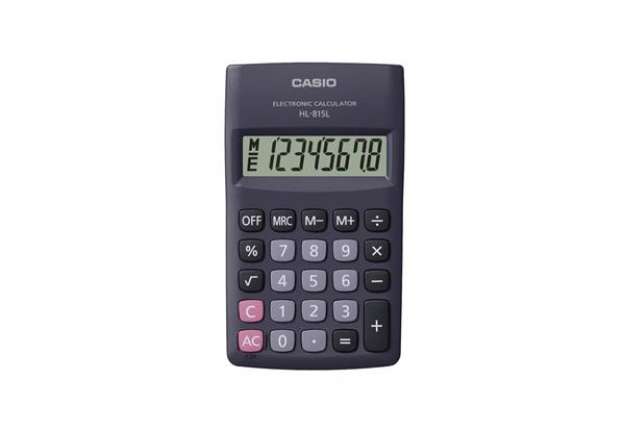 Immagine di Calcolatrice tascabile ad 8 cifre Casio con cover in plastica blu HL-815L-BK-W-GP