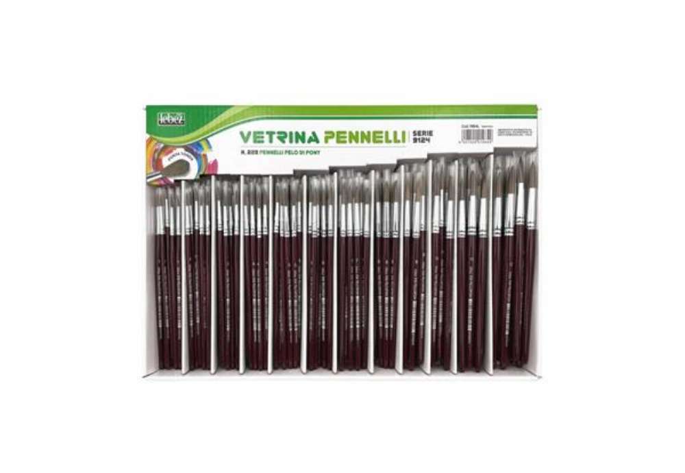 Immagine di Espositore 228 pennelli in pelo di pony Lebez - punte assortite da 1  a 12 - 1984L
