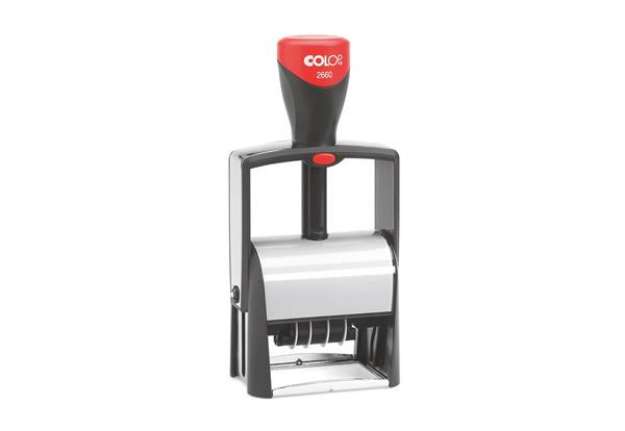Immagine di Timbro Colop autoinchiostrante datario con piastra personalizzabile 37x58 mm - 2660