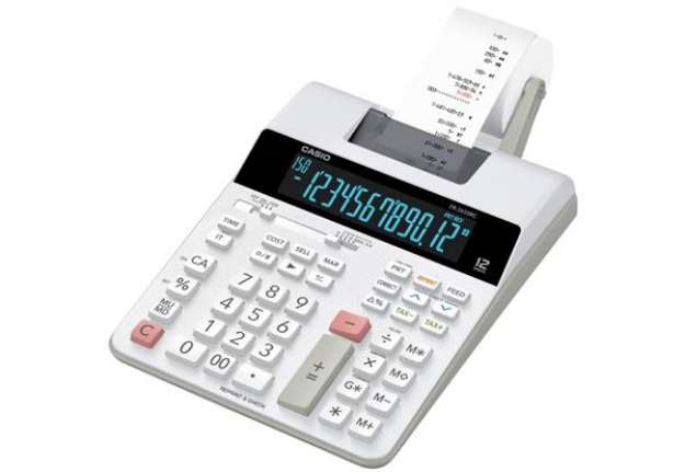 Immagine di Calcolatrice scrivente Casio semi-professionale con alimentazione AC bianco - FR-2650RC-W-EC