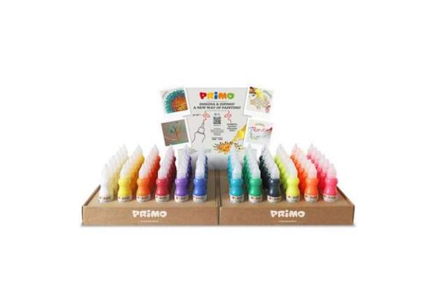 Immagine di Espositore 144 tempere Primo brillanti in flaconi da 50 ml colori assortiti ESP4028