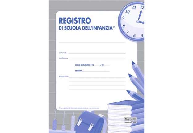 Immagine di Registro scuola dell'infanzia copertina con disegni O.C.L. 24x33,5 cm 52 pagine x 30 alunni - 1202