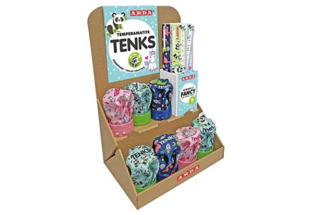 Immagine di TemperamatiteTenks Fancy e Righe 16cm  - colori assortiti - Arda - display Voilà 48 pezzi totali