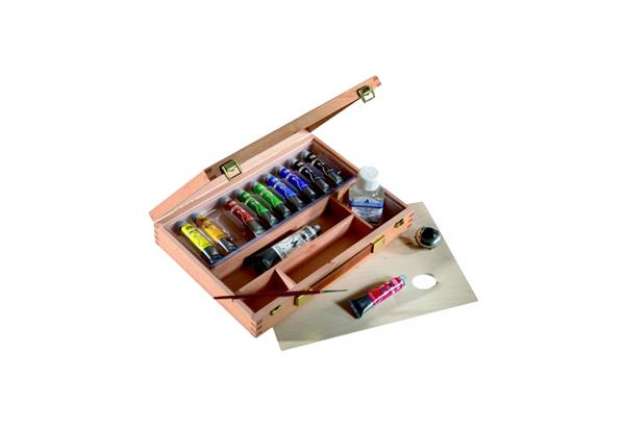 Immagine di Cassetta Maimeri in faggio con tempera fine e accessori - conf. 15 pz - colori assortiti - M2599068