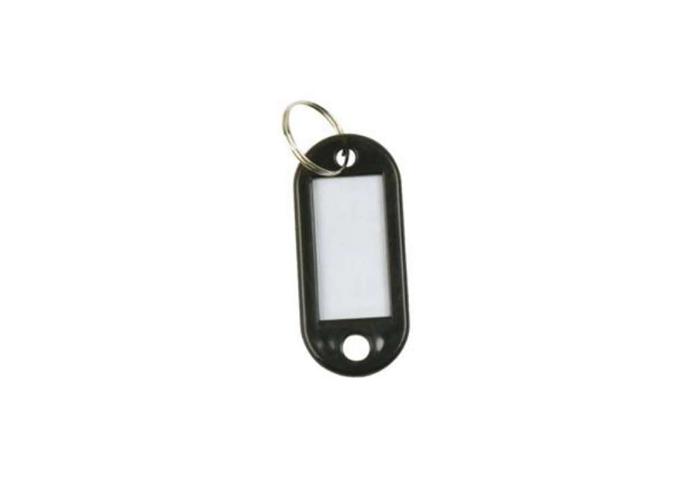 Immagine di Targhetta portachiavi Q-Connect standard in plastica 5x2,2 cm nero Confezione da 10 pezzi - KF10875