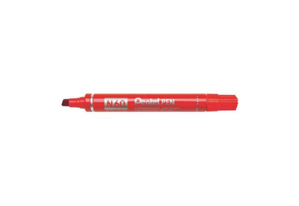 Immagine di Marcatore permanente Pentel N60 punta a scalpello 3,9-5,7 mm rosso N60-B
