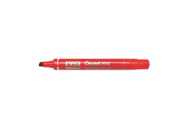 Immagine di Marcatore permanente Pentel N60 punta a scalpello 3,9-5,7 mm rosso N60-B