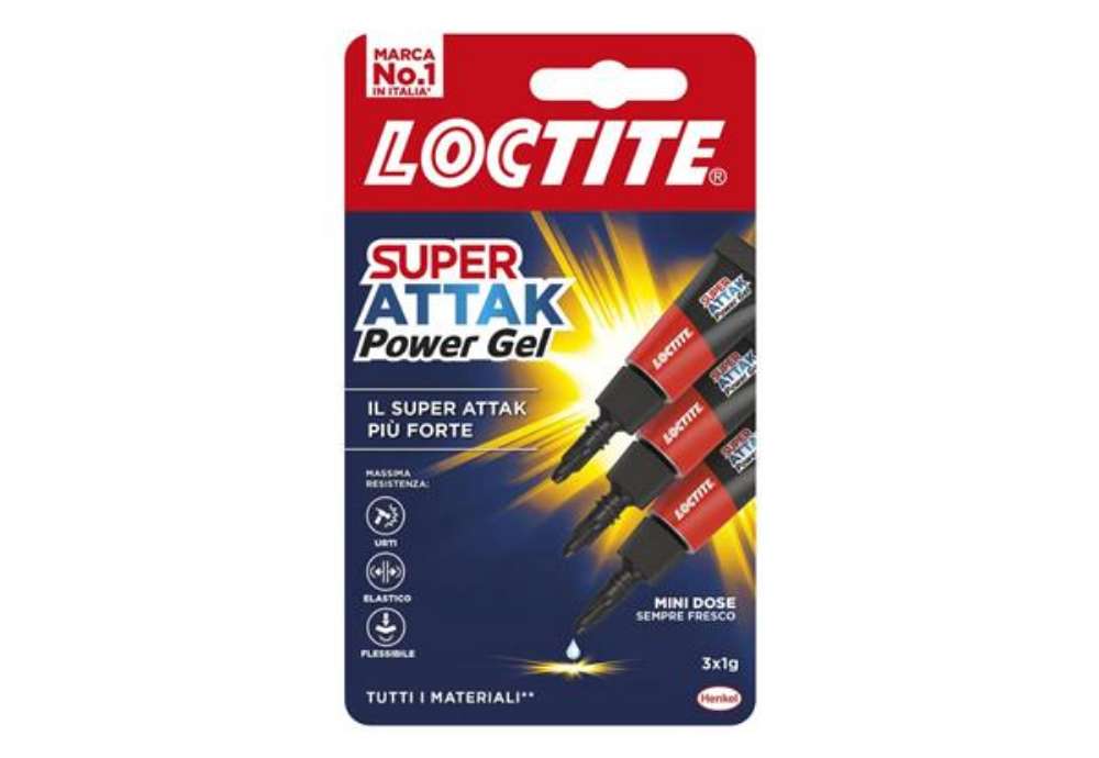 Immagine di Colla Loctite Super Attak Power gel Mini trasparente Blister da 3 tubetti da 1 g - 3069649