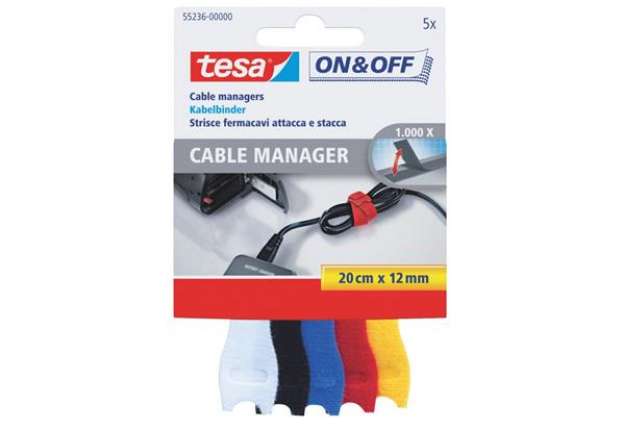 Immagine di Nastro fermacavi tesa On & Off 12 mm x 20 cm colori misti conf. da 5 - 55236-00000-01