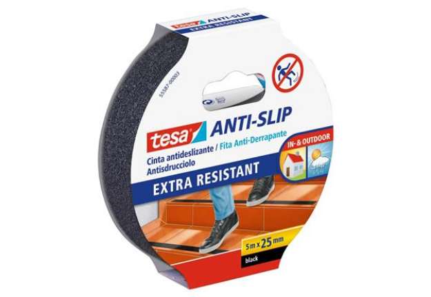 Immagine di Nastro antiscivolo tesa extra forte a strappo manuale 25 mm x 5 m nero 55587-00003-11