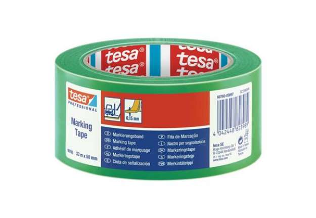 Immagine di Nastro per segnalazioni in PVC tesa tesaflex® 60760 rivestito gomma resina 50mmX33m verde - 60760-00