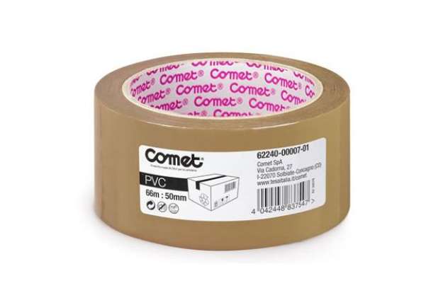 Immagine di Nastri adesivi per la spedizione Comet in PVC con adesivo in gomma naturale 50 mm x 66 m avana - 622