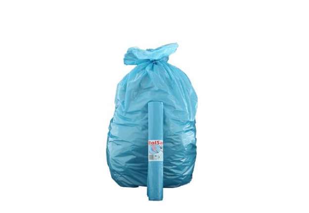 Immagine di Sacchi Rolsac Quality 70x110 cm spessore 17 my - 97 l azzurro rotolo da 10 pezzi - 10331
