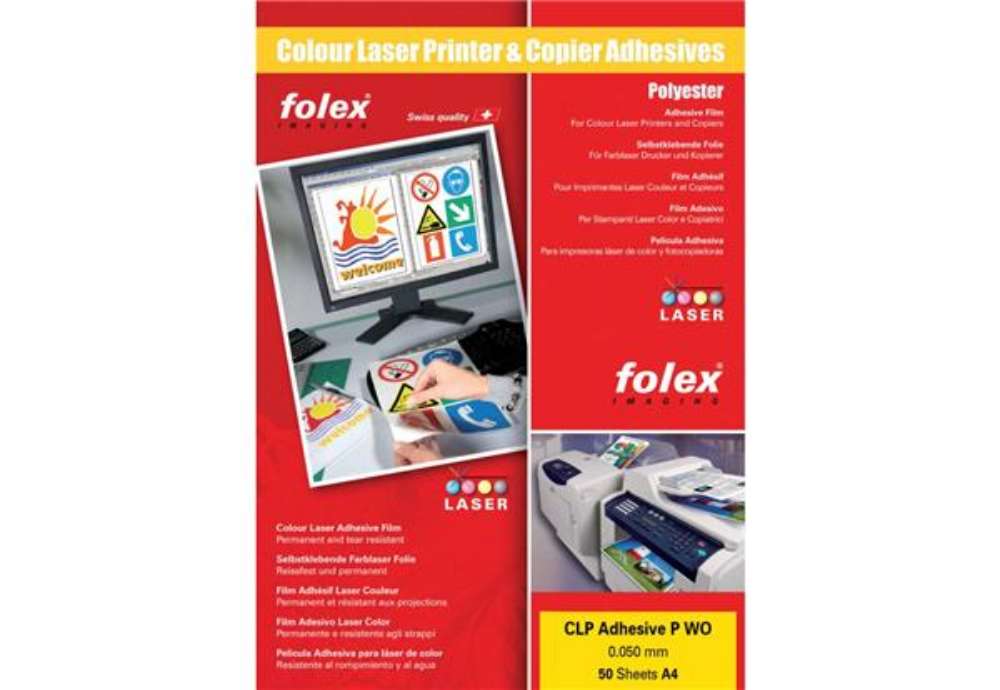 Immagine di Film adesivo per stampanti laser e copiatrici Folex CLP Adhesive P WO 0,05 mm A4 lucido  Cf. 50 - 29