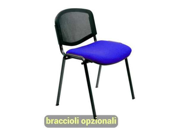 Immagine di Sedia visitatore 4 gambe Unisit Dado D5N schienale in rete - rivestimento eco blu - Conf. 2 pezzi -