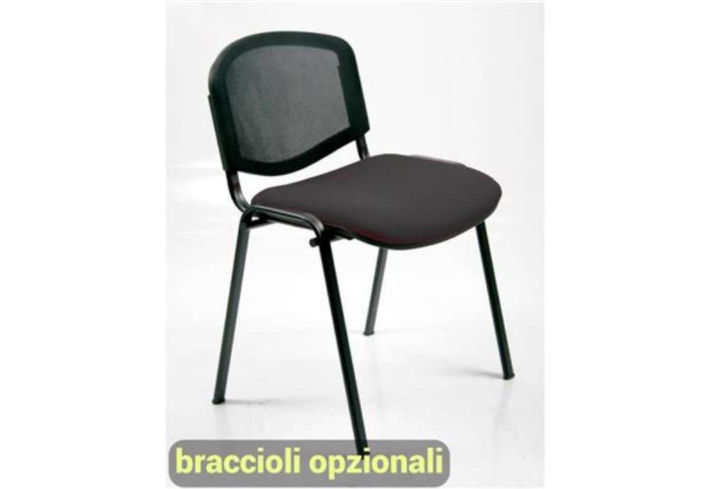 Immagine di Sedia visitatore 4 gambe Unisit Dado D5N schienale in rete - rivestimento eco nero - Conf. 2 pezzi -