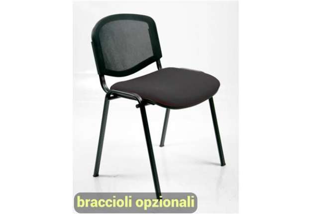Immagine di Sedia visitatore 4 gambe Unisit Dado D5N schienale in rete - rivestimento eco nero - Conf. 2 pezzi -