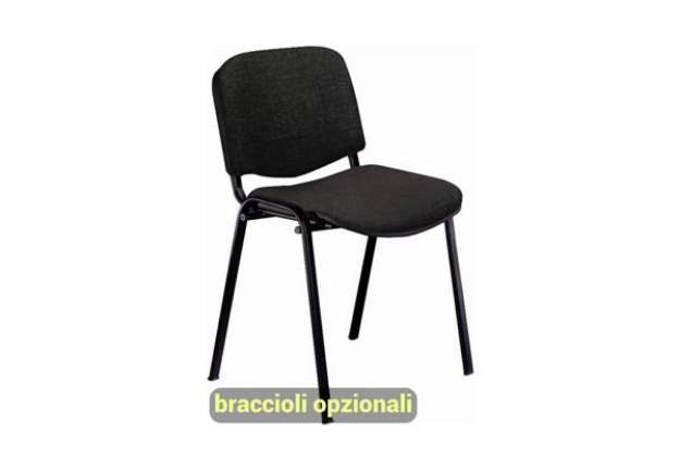 Immagine di Sedia visitatore 4 gambe Unisit Dado D5S acciaio nero - rivestimento ignifugo nero - Conf. 4 pezzi -