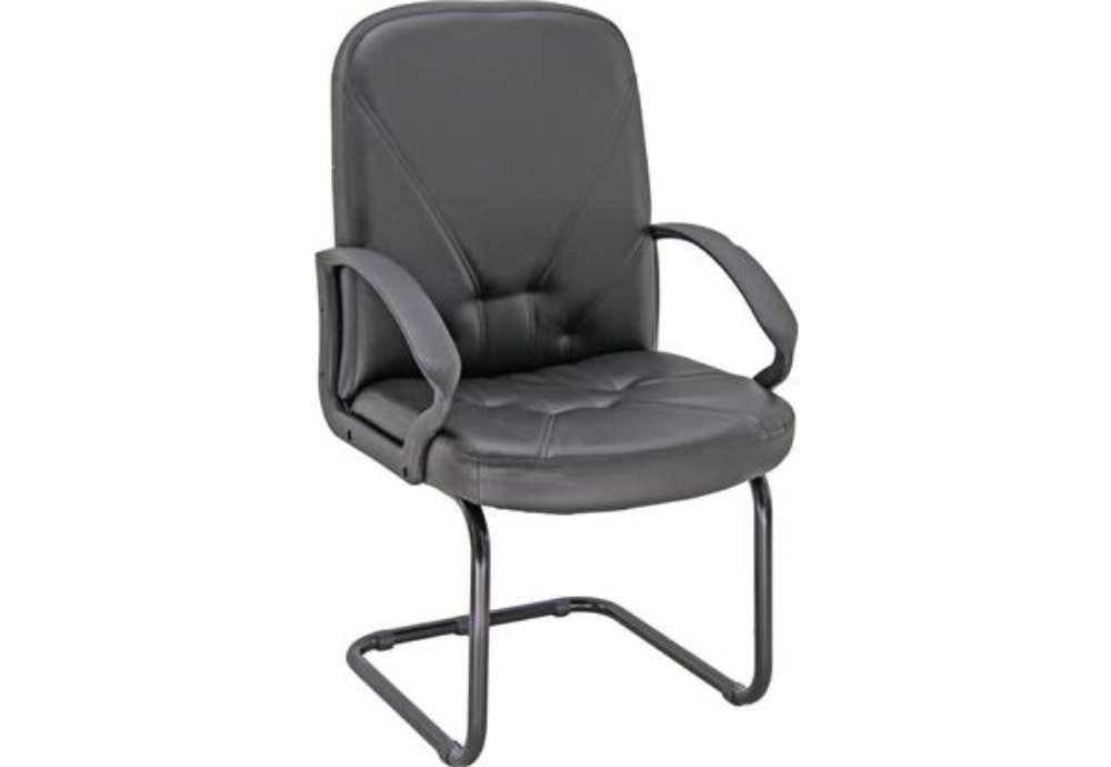Immagine di Poltrona visitatore su slitta Unisit Dante DNV Eco Smart - rivestimento ecopelle nero - DNV/KN