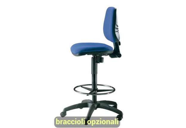 Immagine di Sgabello tecnico Unisit Esos EOE1 seduta alta - poggiapiedi telescopico - rivestimento Eco blu -EOE1