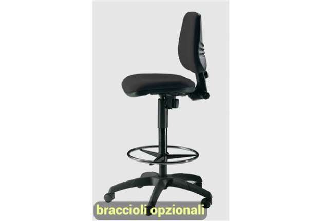 Immagine di Sgabello tecnico Unisit Esos EOE1 seduta alta - poggiapiedi telescopico - rivestimento Eco nero - EO