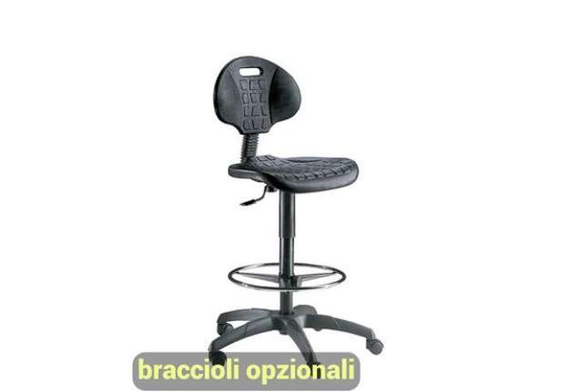 Immagine di Sgabello tecnico Unisit Esos EOE2 alto - poggiapiedi telescopico - poiluterano integrale nero - EOE2