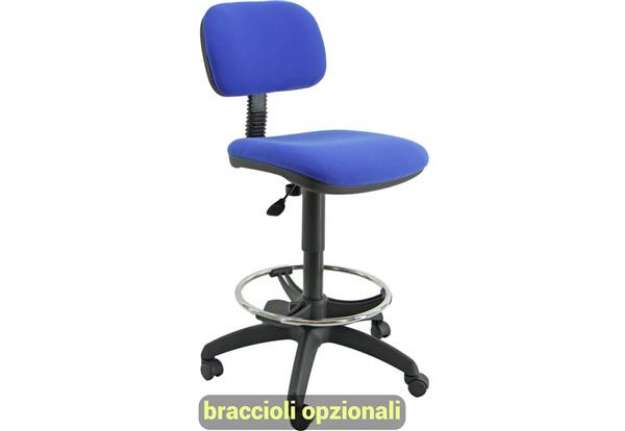 Immagine di Sgabello tecnico Unisit Esos EOE5S seduta alta - poggiapiedi telescopico - rivestimento Eco blu - EO
