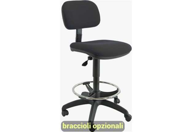 Immagine di Sgabello tecnico Unisit Esos EOE5S seduta alta - poggiapiedi telescopico - rivestimento Eco nero - E
