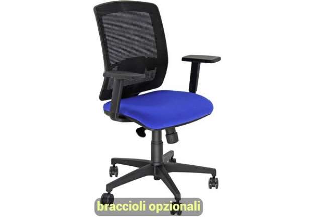 Immagine di Sedia semidirezionale girevole Unisit Molly MLA - schienale in rete nero - rivestimento ignifugo blu