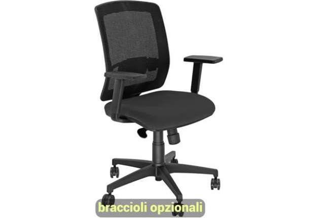 Immagine di Sedia semidirezionale girevole Unisit Molly MLA - schienale in rete nero - rivestimento ignifugo ner