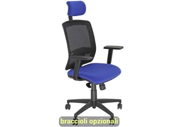 Immagine di Sedia semidirezionale girevole Unisit Molly MLAPG con poggiatesta - schienale rete nero rivest. igni
