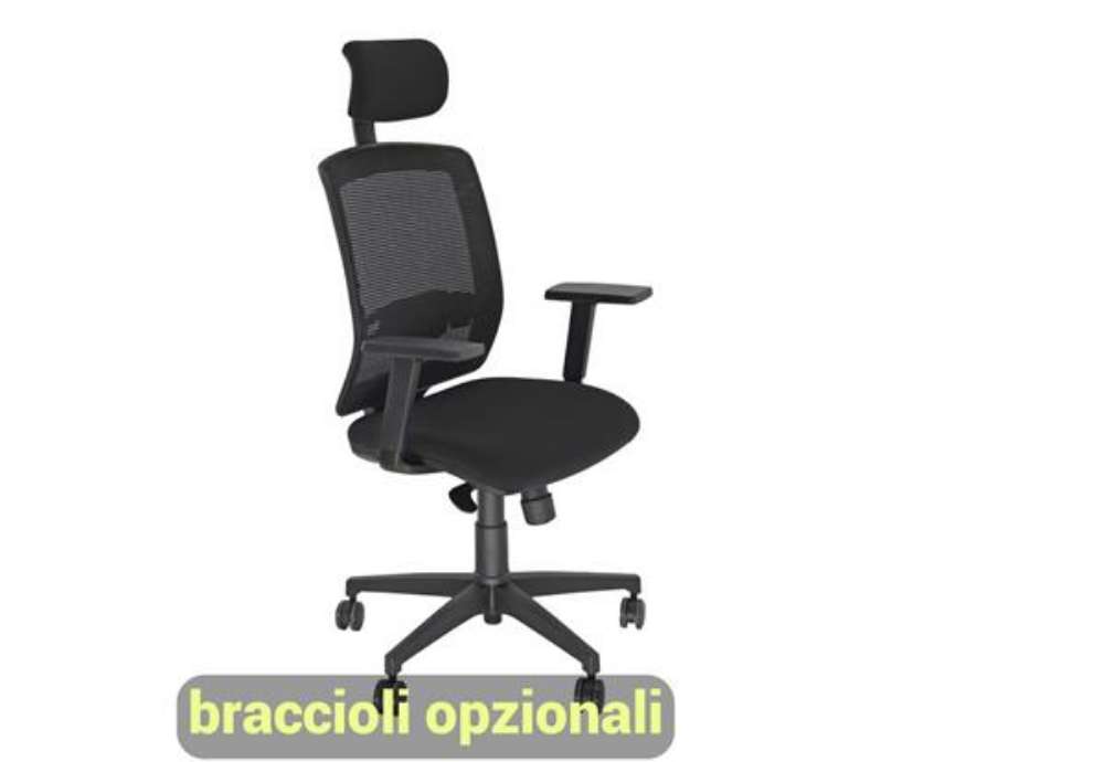 Immagine di Sedia semidirezionale girevole Unisit Molly MLAPG con poggiatesta - schienale rete nero rivest. igni