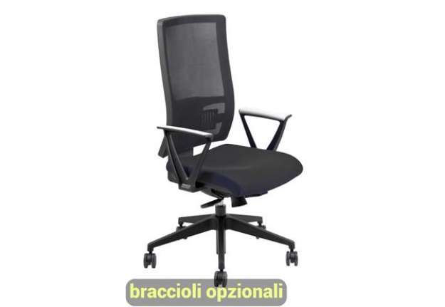 Immagine di Sedia operativa girevole Unisit Nereide NDAE schienale in rete - rivestimento ignifugo nero - NDAE/I