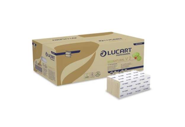 Immagine di Asciugamani piegati a ''V'' Lucart EcoNatural V2 2 veli avana 20 conf. da 190 pezzi - 863044