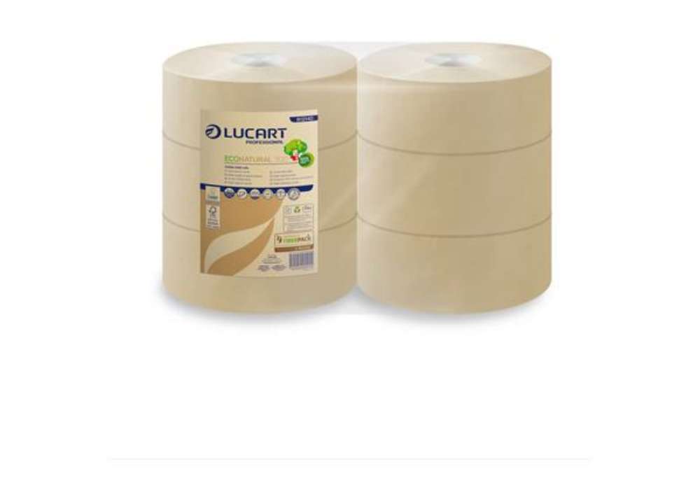 Immagine di Carta igienica Lucart EcoNatural 300 m jumbo 2 veli avana 6 rotoli da 811 strappi - 812140AP